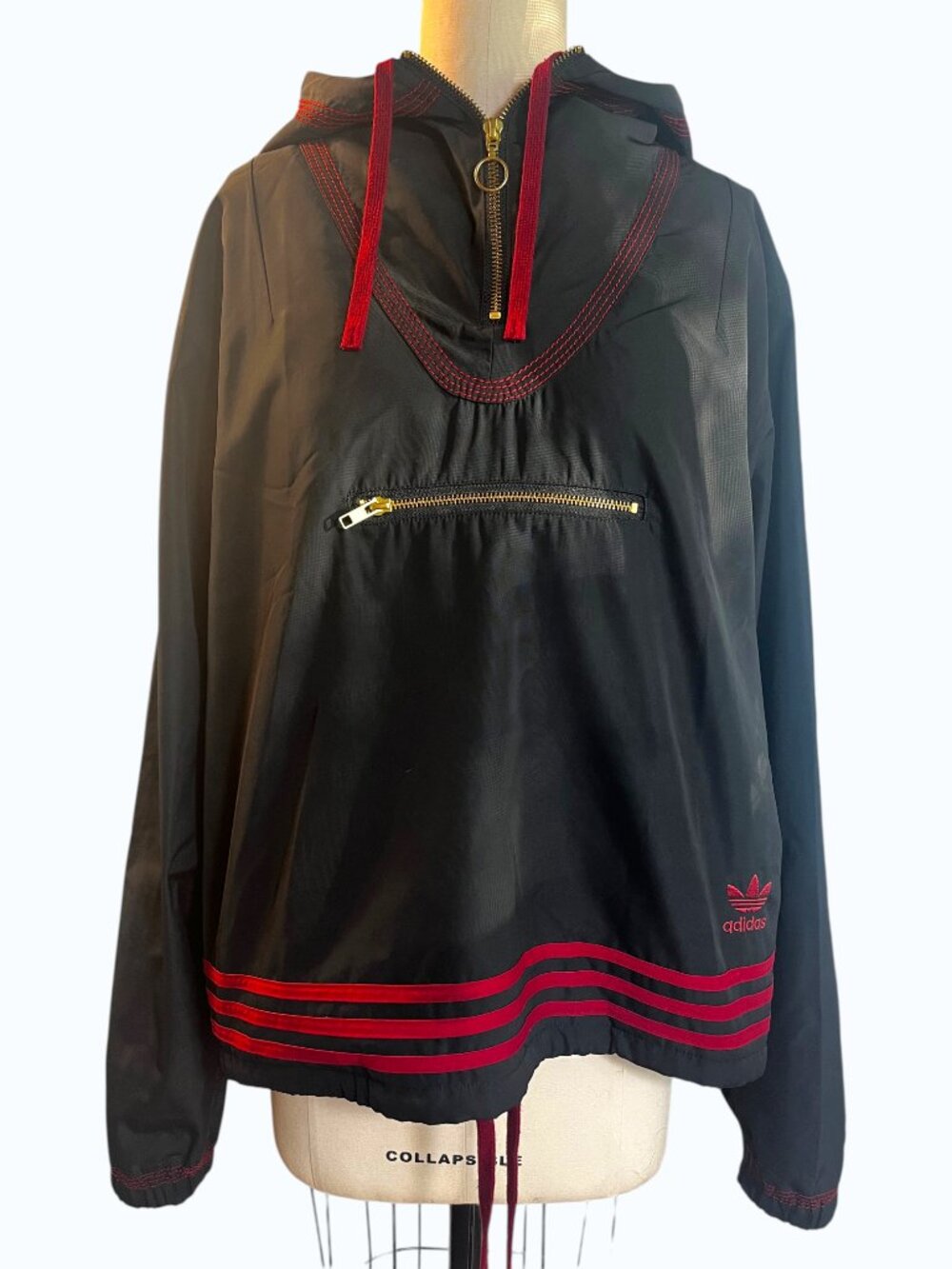 Adidas x Wales Bonner Half Zip Hooded Track Jacket Black Red 78 Size S